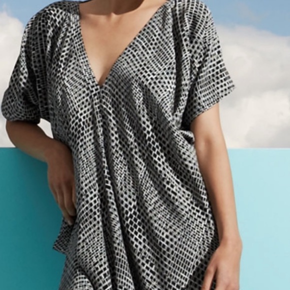 Vince 100% Silk Black Art Deco Print Dress M - Picture 9 of 10